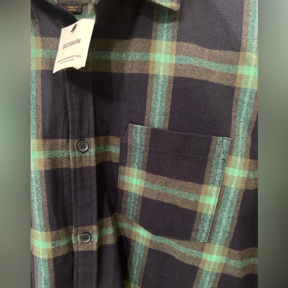NWO Cotton On Vintage Remastered Shirt Mens M Long Sleeve Green Blue Button Down - Picture 3 of 7